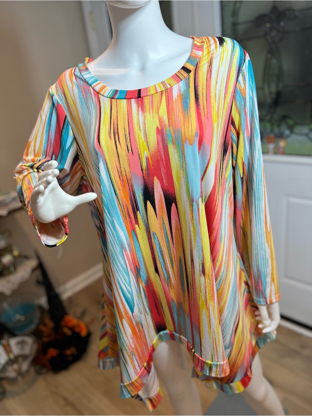 Sunny Leigh Multicolor Brushstroke Scoop Neck Tunic
